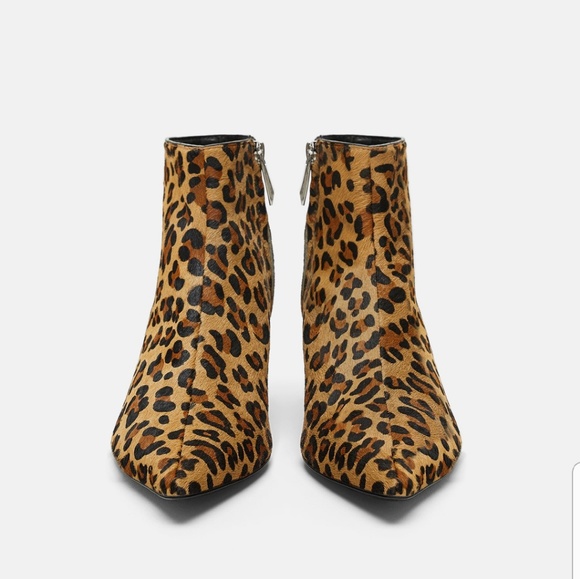 Zara Snake Skin Leather Print Ankle Boots - Picture 4 of 7
